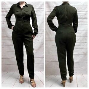 Rachel Roy Army Green Military Patch Jumpsuit
